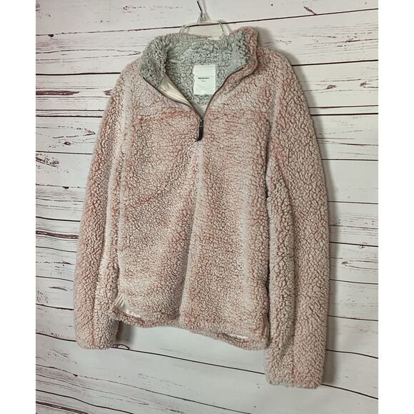 Thread & Supply Nordstrom Women's L Large Pink Sherpa Quarter Zip Fuzzy Pullover - Picture 6 of 12